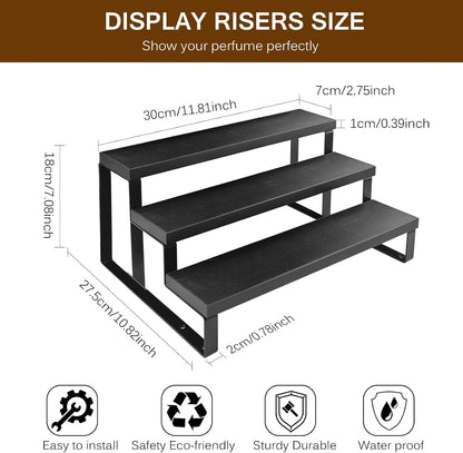 3 Tier Cologne Stand for Men,12 Inch Wooden Perfume Organizer for Dresser Waterproof Cologne Stand with Anti-Slip Washers for Makeup,Figures,Cupcake,Perfume,Dessert,Display Risers Stand for Organize