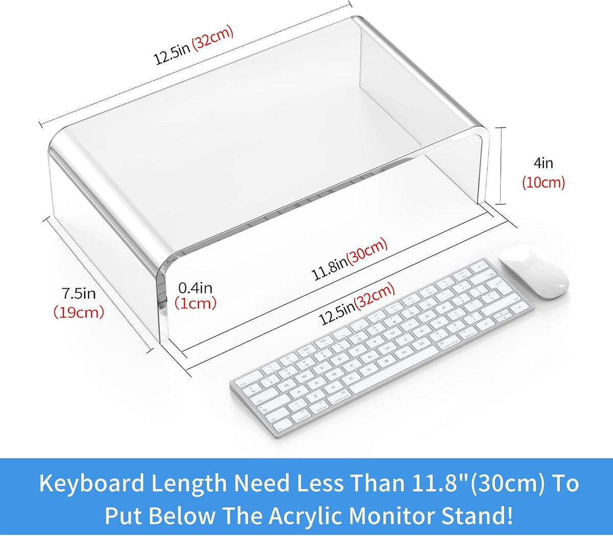 Acrylic Monitor Stand Riser Clear Laptop Stand Riser L12.5 Xw7.5 Xh4