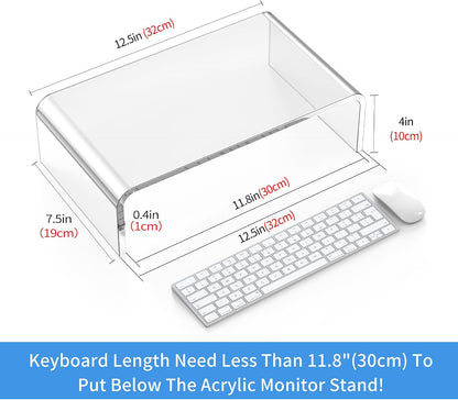 Acrylic Monitor Stand Riser Clear Laptop Stand Riser L12.5 Xw7.5 Xh4