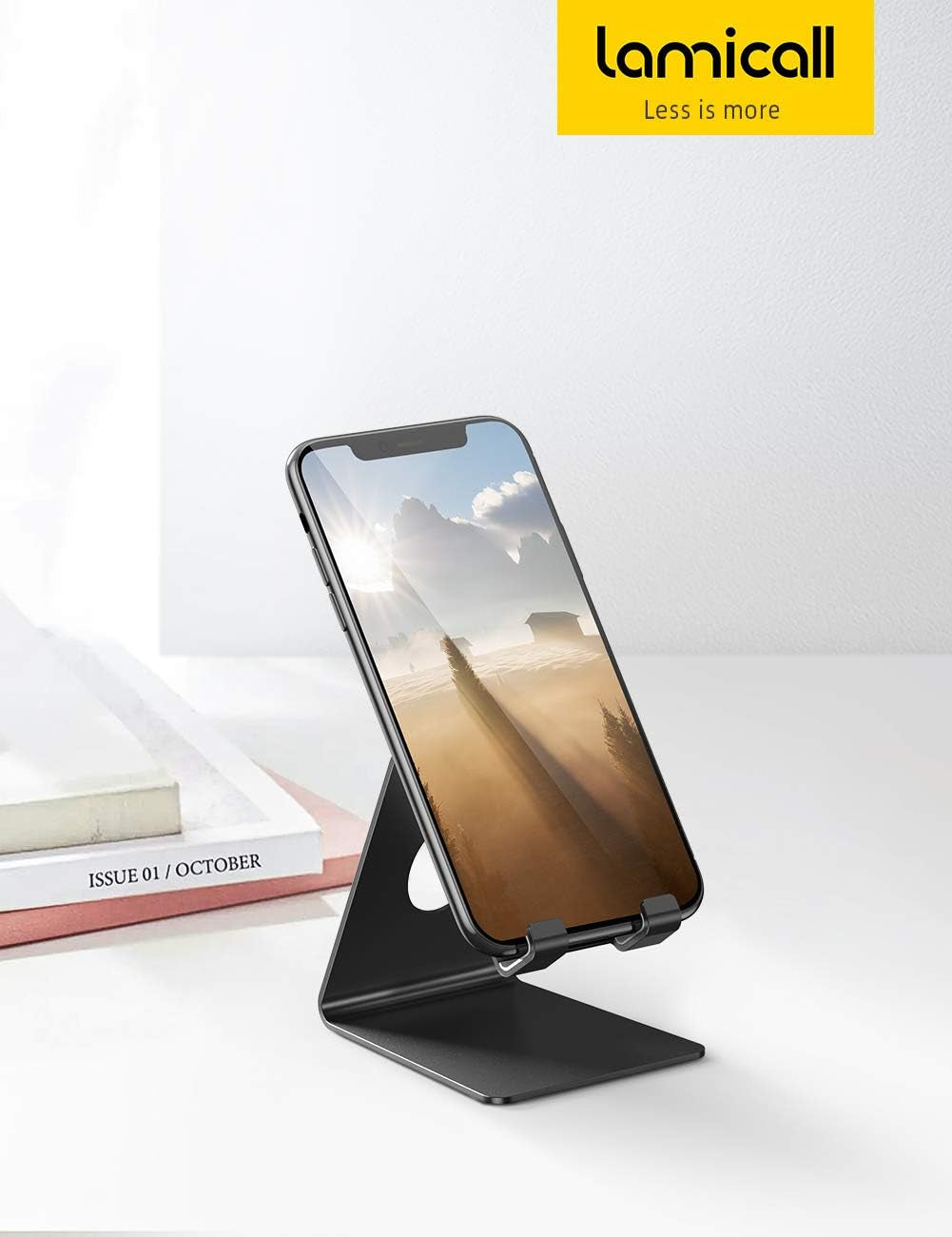 Cell Phone Stand, Phone Dock: Cradle, Holder, Stand for Office Desk - Black