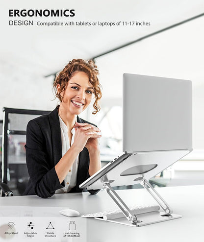 Laptop Stand, Adjustable Multi-Angle Riser, up to 17 Inches, Silver