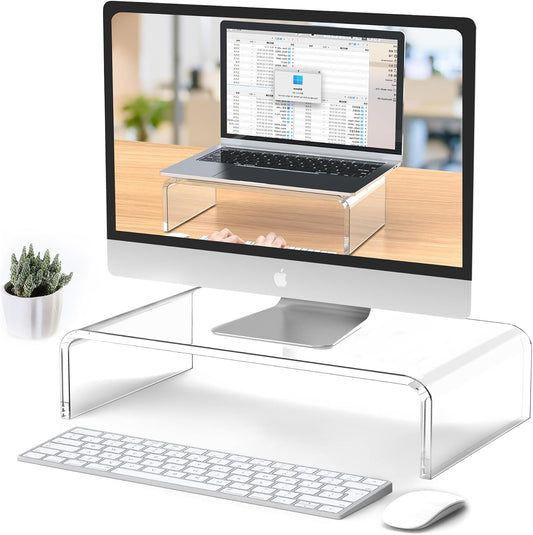 Acrylic Monitor Stand Riser Clear Laptop Stand Riser L12.5 Xw7.5 Xh4